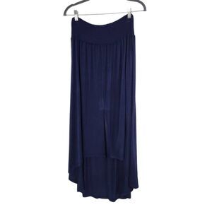 True Craft Navy High Low Dyed Knit Skirt NWT Size Small Blue Dyed Boho Skirt